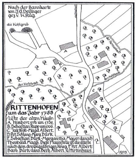 Katasterkarte von Rittenhofen um 1758